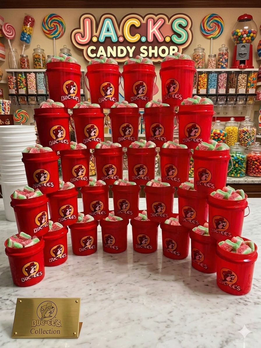 Buckets - Buc-ee’s Bucket Giftable. Deal, With Mixed bag of gummies.