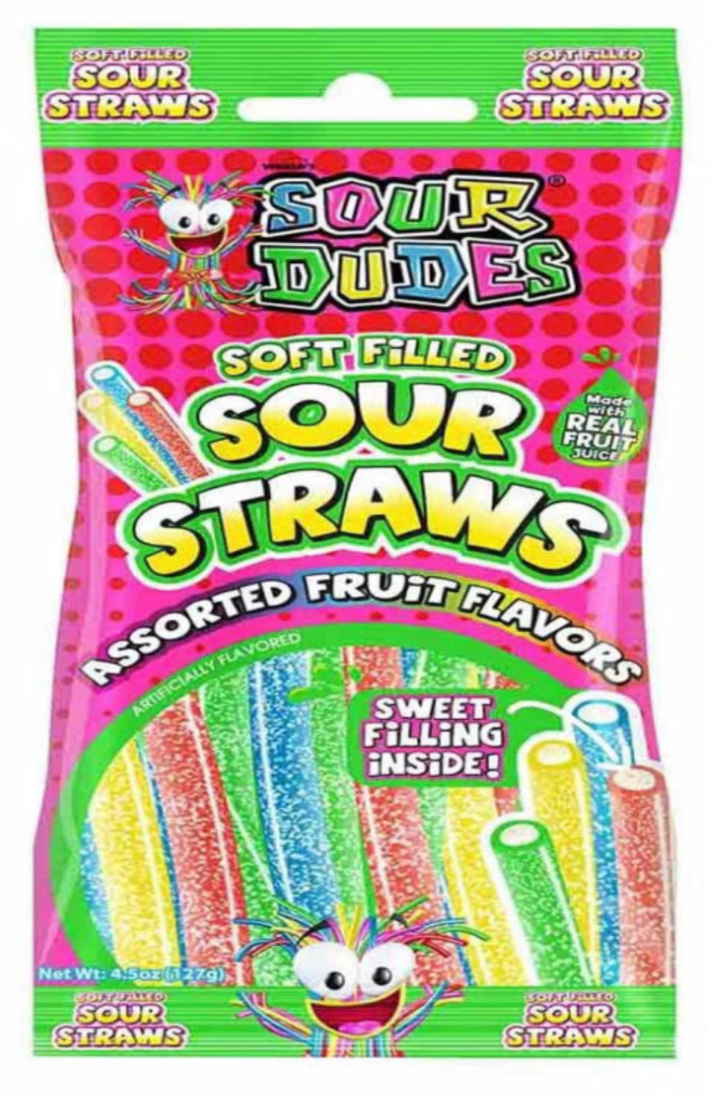 Sour Dudes Filled Sour Straws 4oz