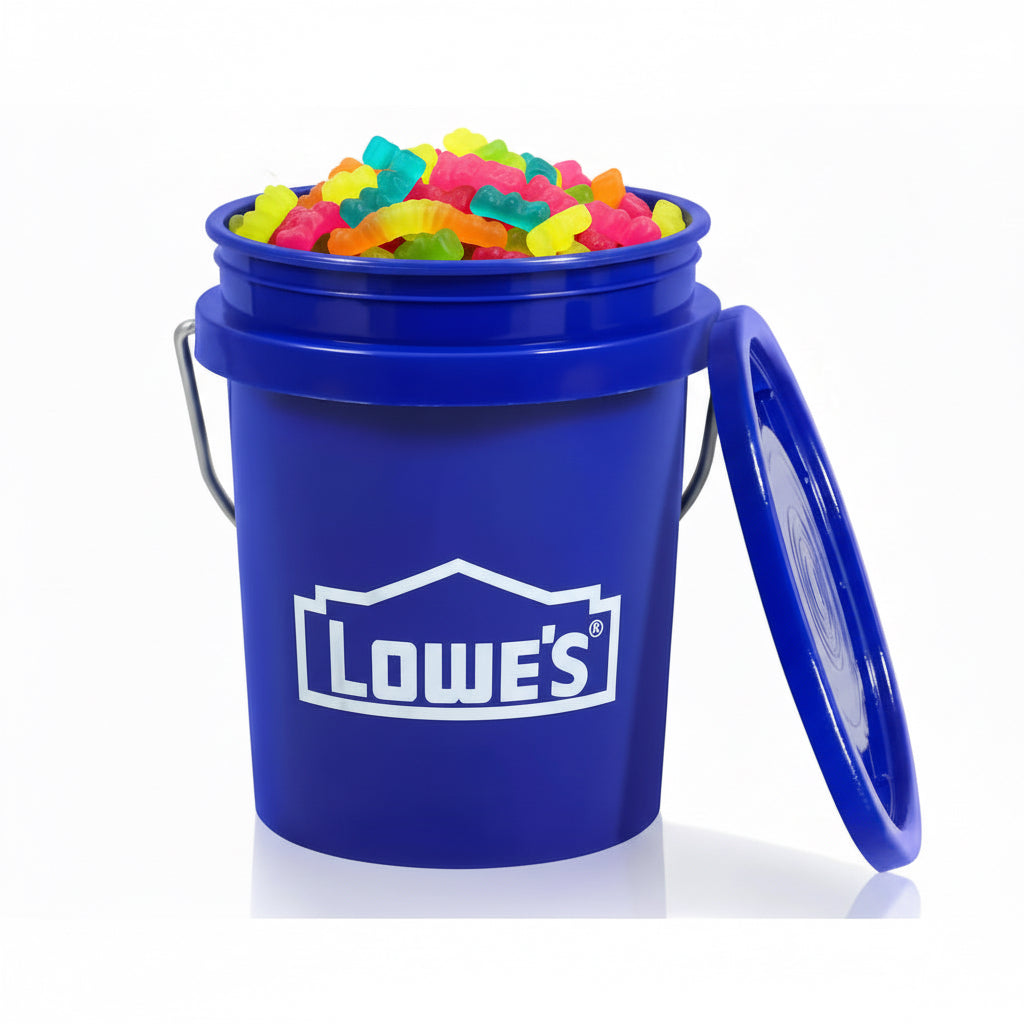 Mini Bucket with neon gummy worms.