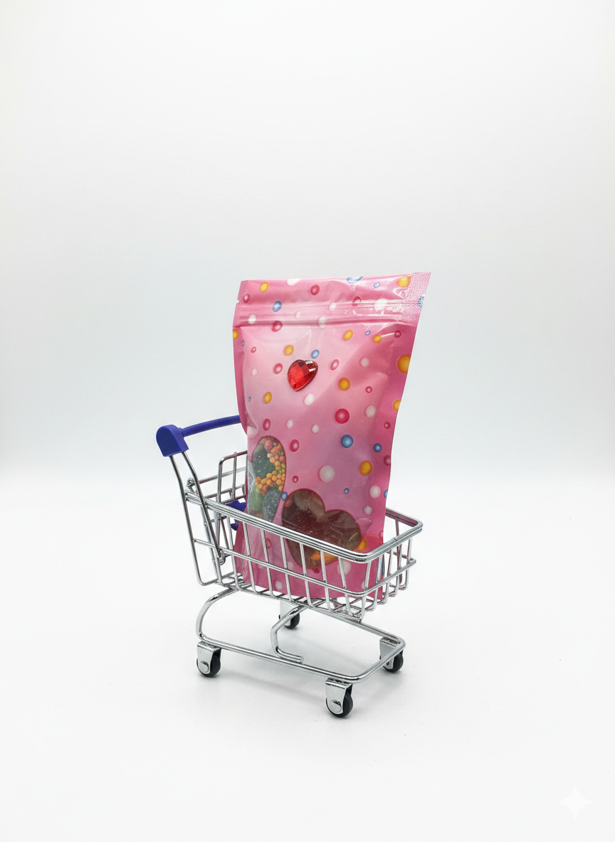 BLUE MINI SHOPPING BASKET FULL OF LOVE GREAT FOR VALENTINES DAY