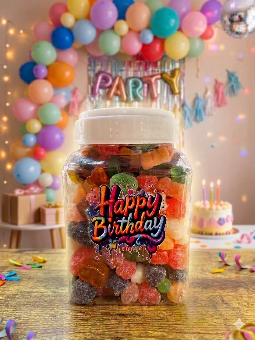 Happy Birthday container 2 pounds