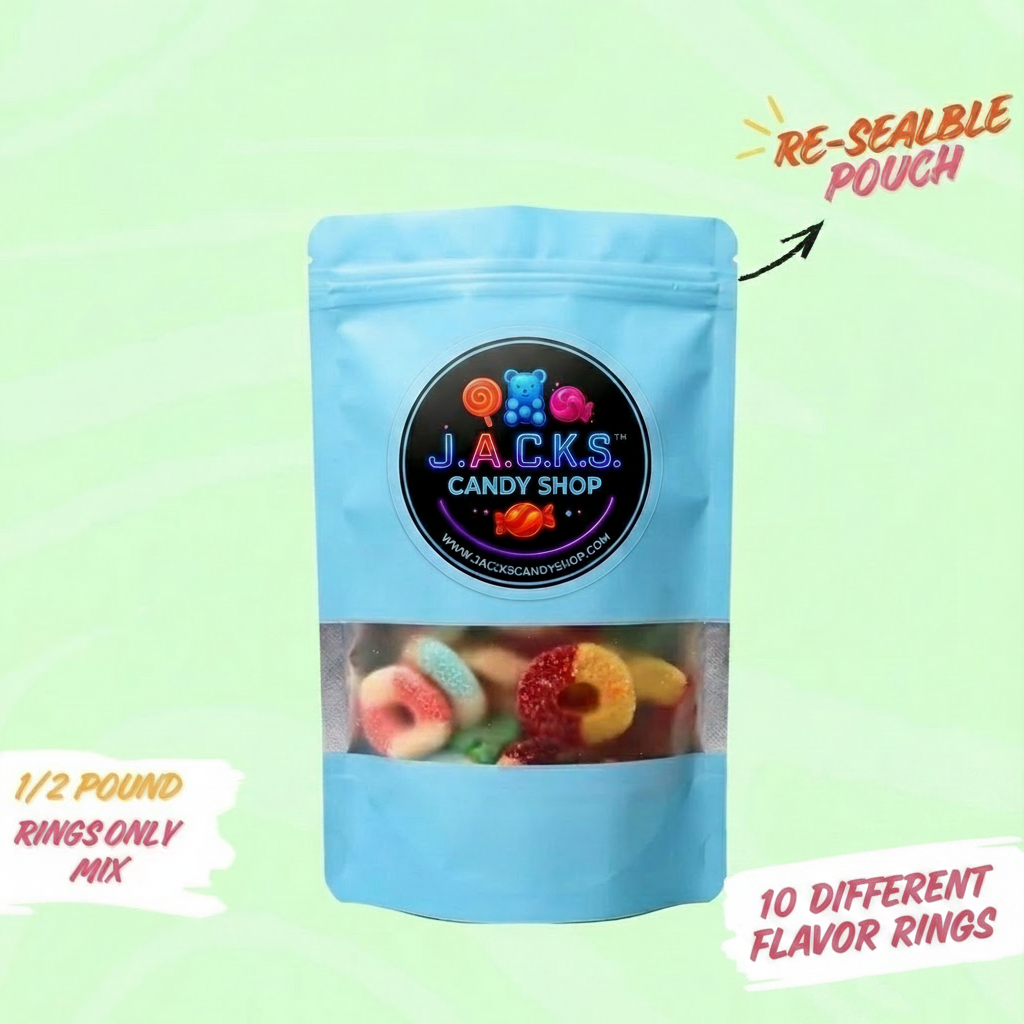 Rings Only Variety Mix - The Gummy Pack - 1/2 lb, 1 lb, 2 lb, & 3 lb - 10 Different gummy ring flavors - Quality Ingredients & Freshness Guaranteed - Chewy, Soft, & Juicy - Candy Snack