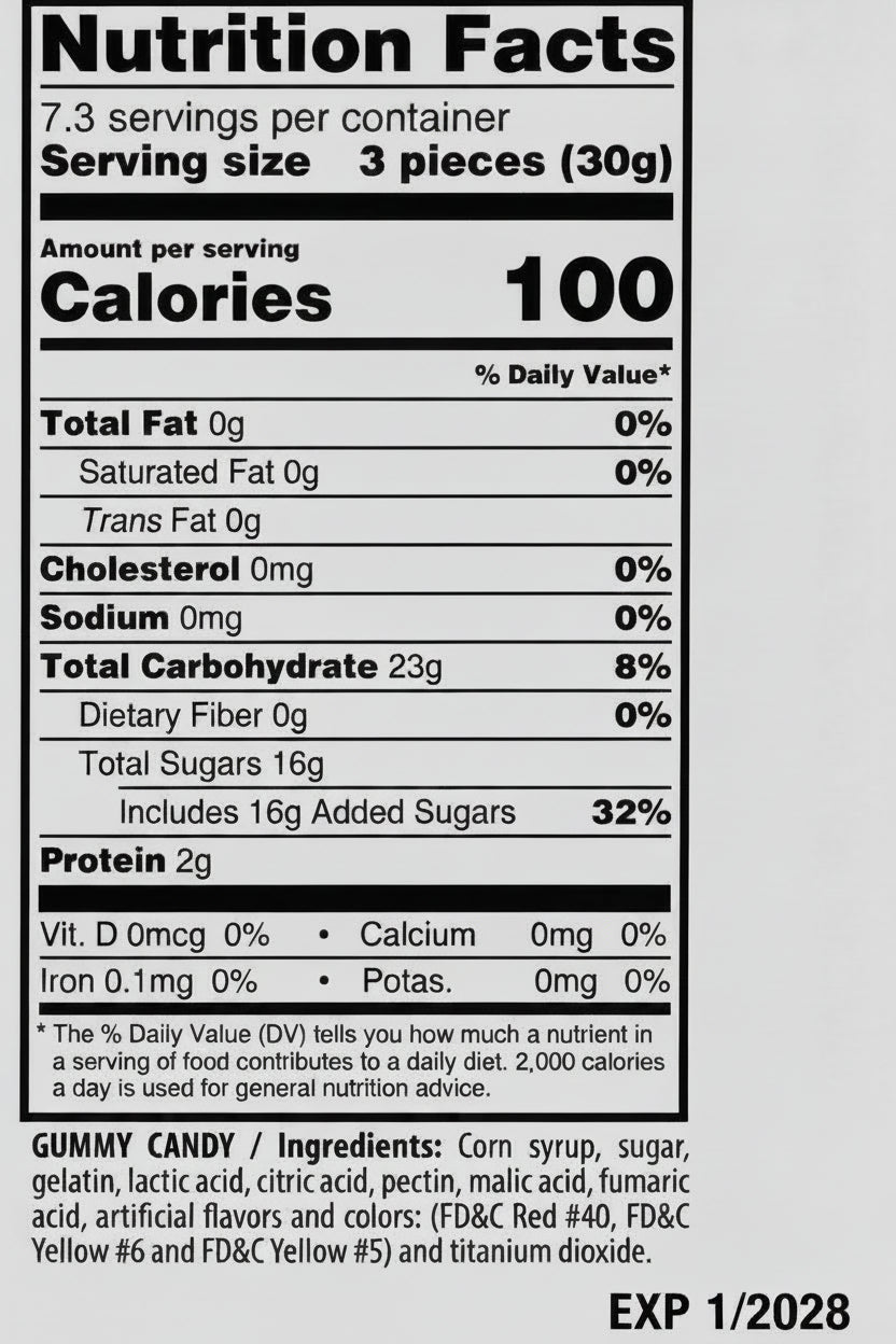 JOVY PEACH GUMMY FLAVOR RINGS 1/2 pound bag.